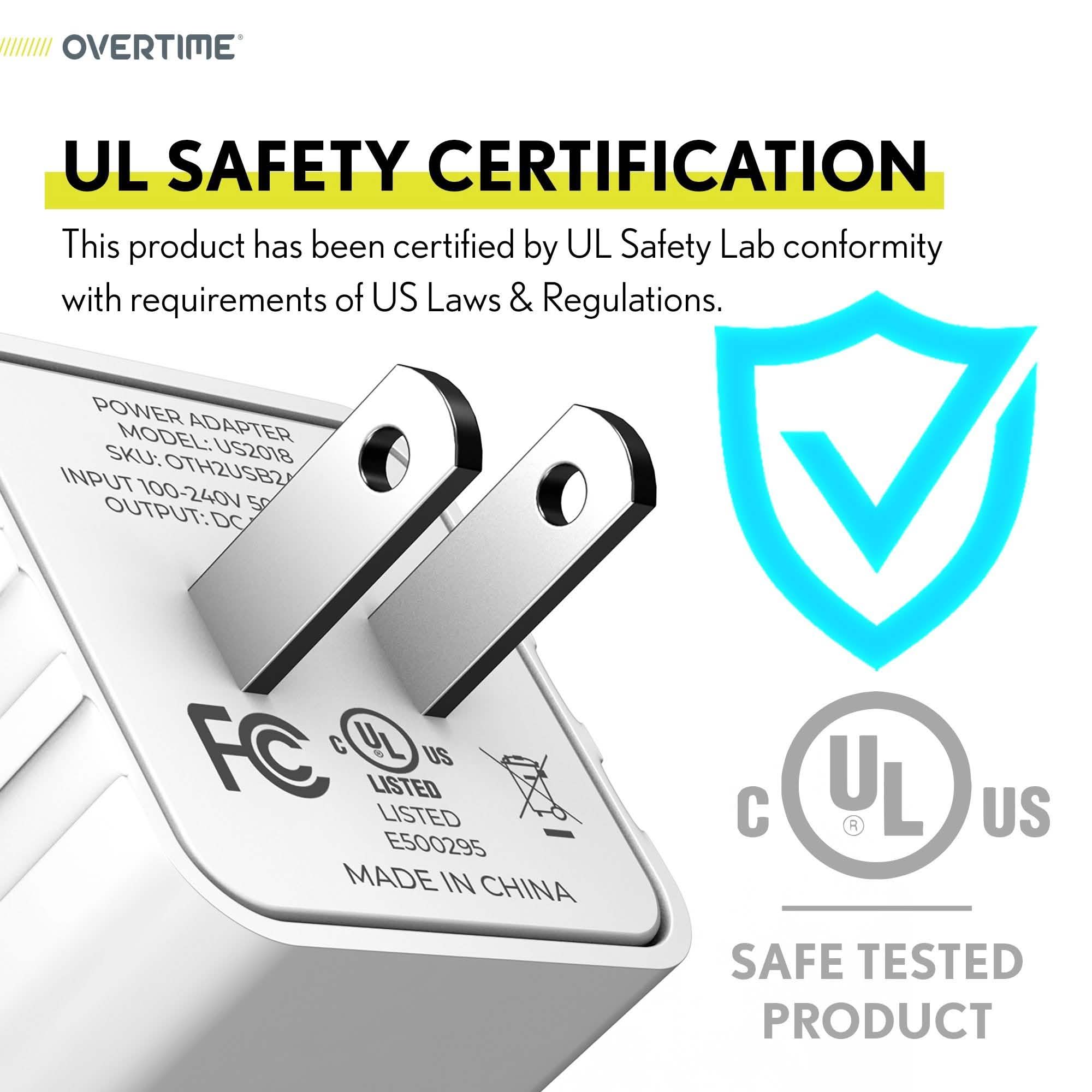 Overtime Apple MFi Certified Lightning Cable 6ft with Dual USB Wall Charger Adapter Mobile Accessories - DailySale