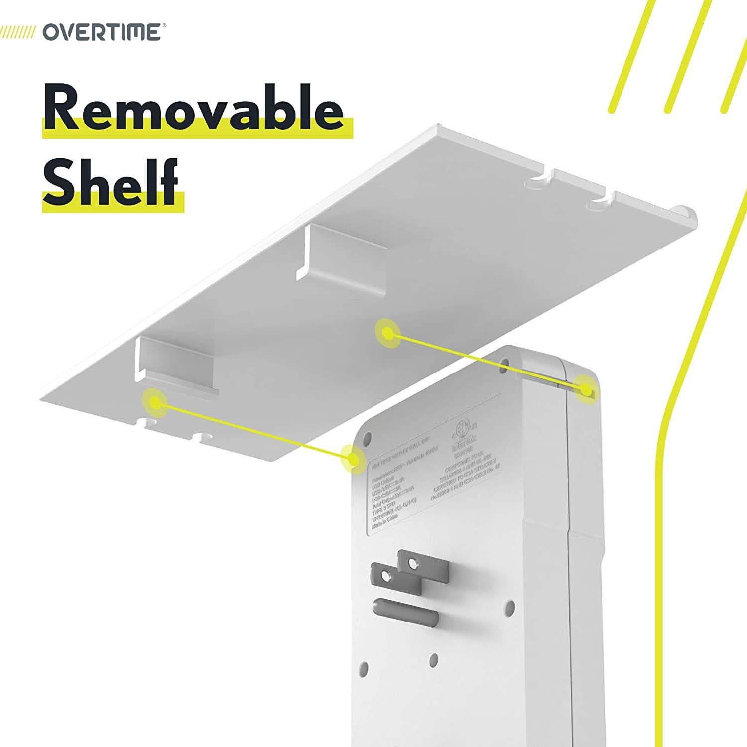 Overtime USB Socket Shelf Night Light - Multi Plug Outlet Extender with Surge Protector Household Batteries & Electrical - DailySale