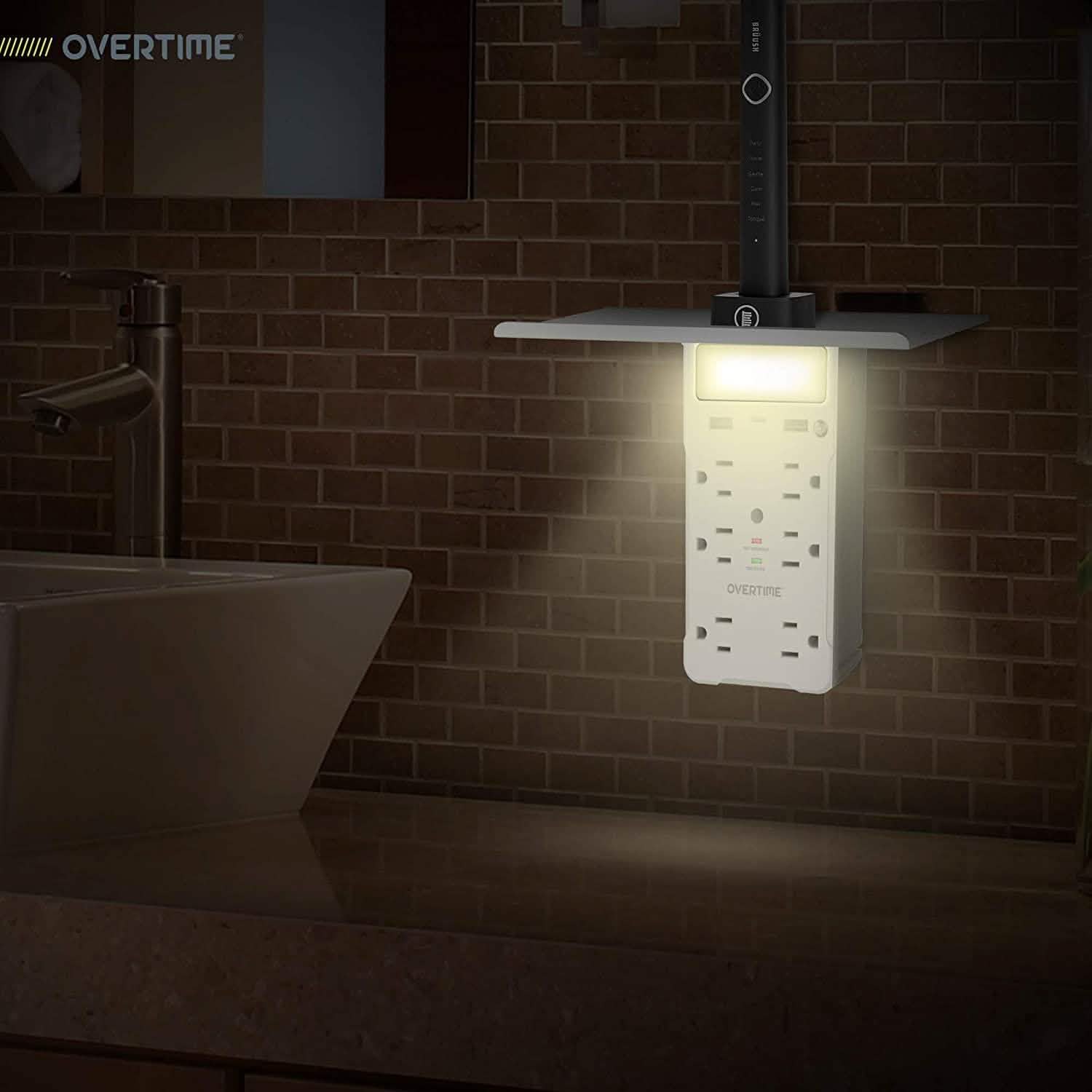 Overtime USB Socket Shelf Night Light - Multi Plug Outlet Extender with Surge Protector Household Batteries & Electrical - DailySale