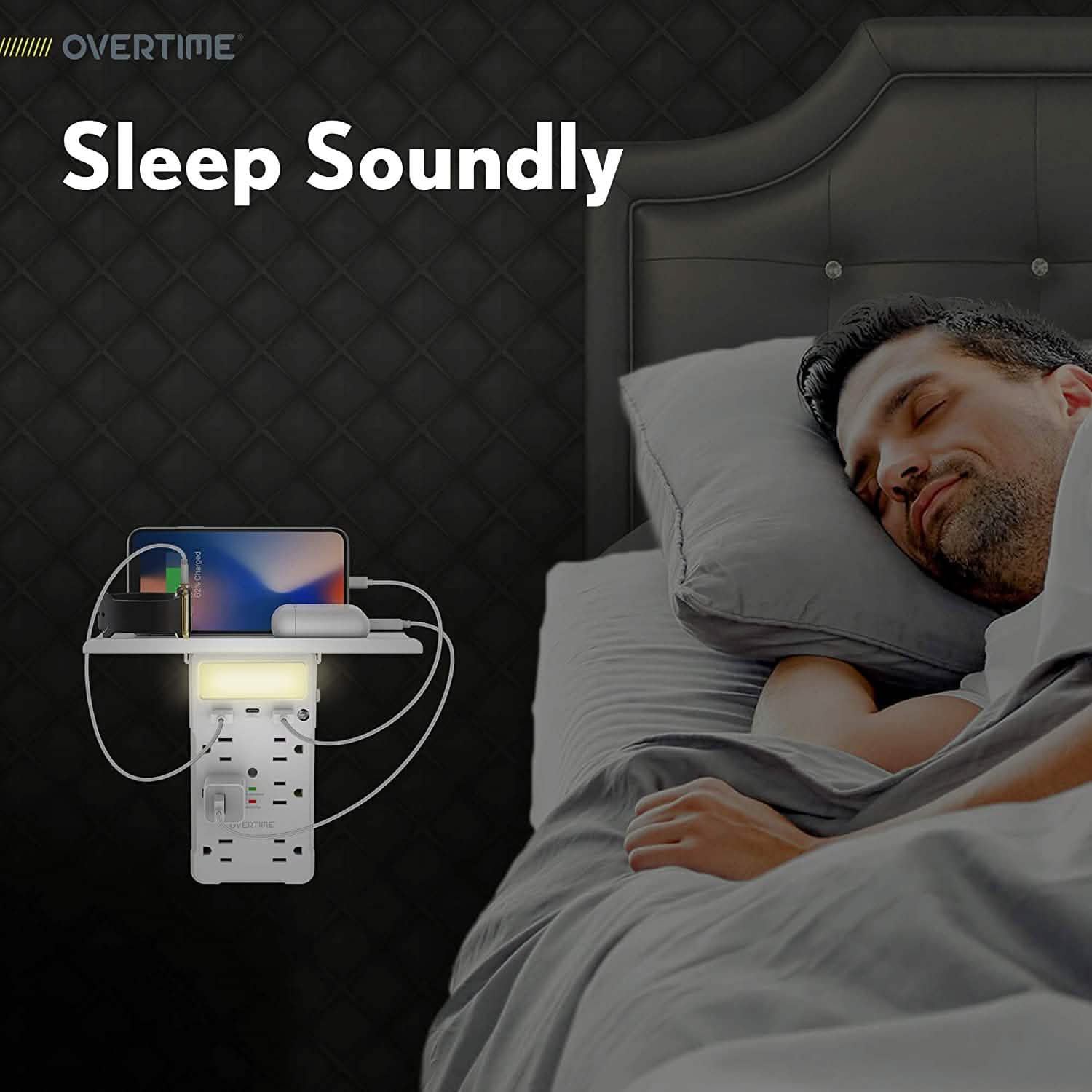 Overtime USB Socket Shelf Night Light - Multi Plug Outlet Extender with Surge Protector Household Batteries & Electrical - DailySale