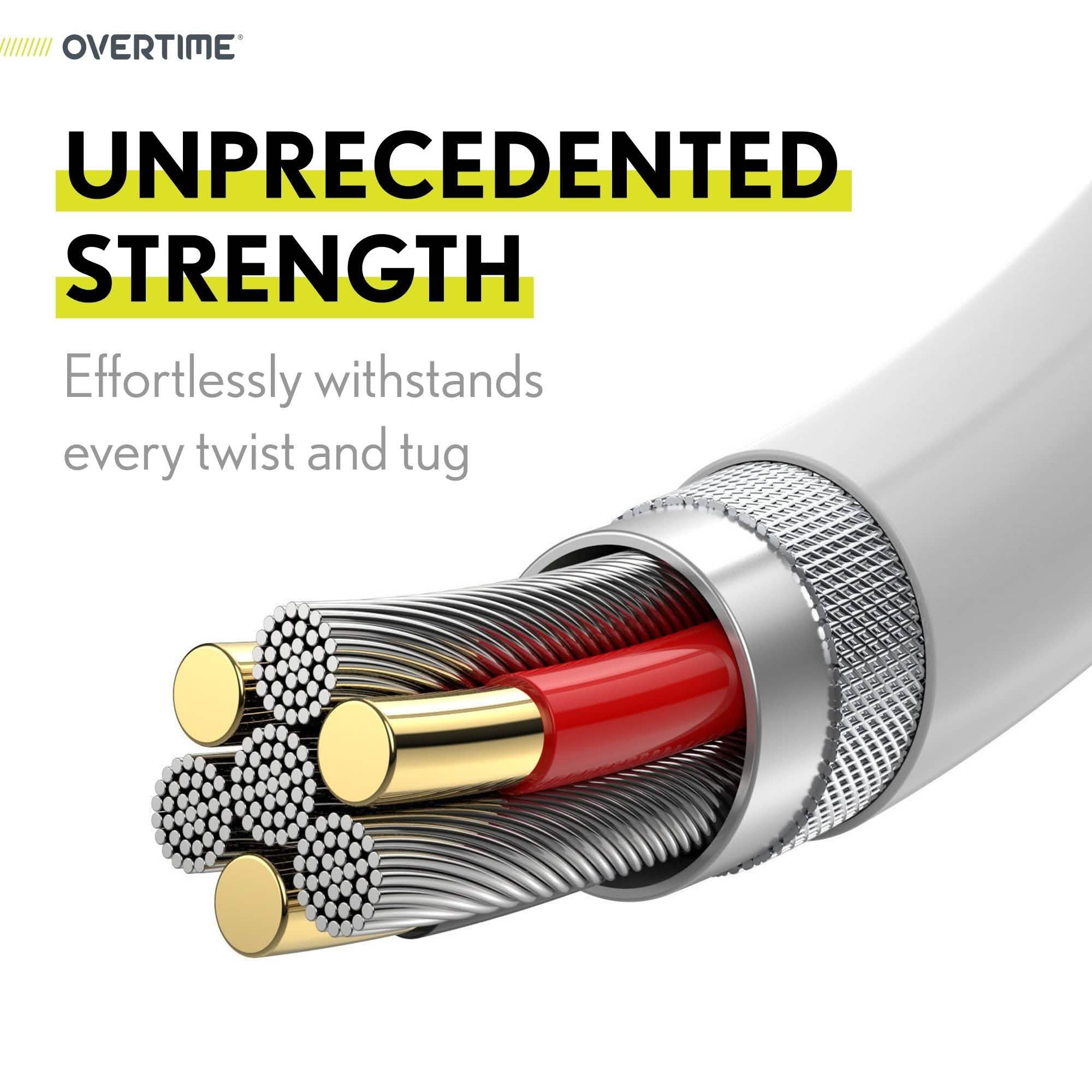 Overtime USB Type C Cable | 6ft USB C to USB C Charging Cord for iPadPro 11”, iPadPro 12.9” and Android Devices Mobile Accessories - DailySale