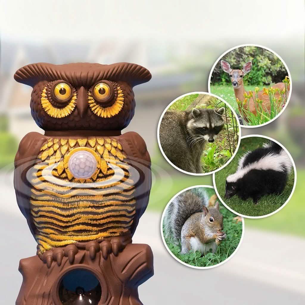 Owl Alert Statue - Targets Outdoor Pests Like Racoons, Deer, Rabbits, Squirrels, Mice and More Home Essentials - DailySale