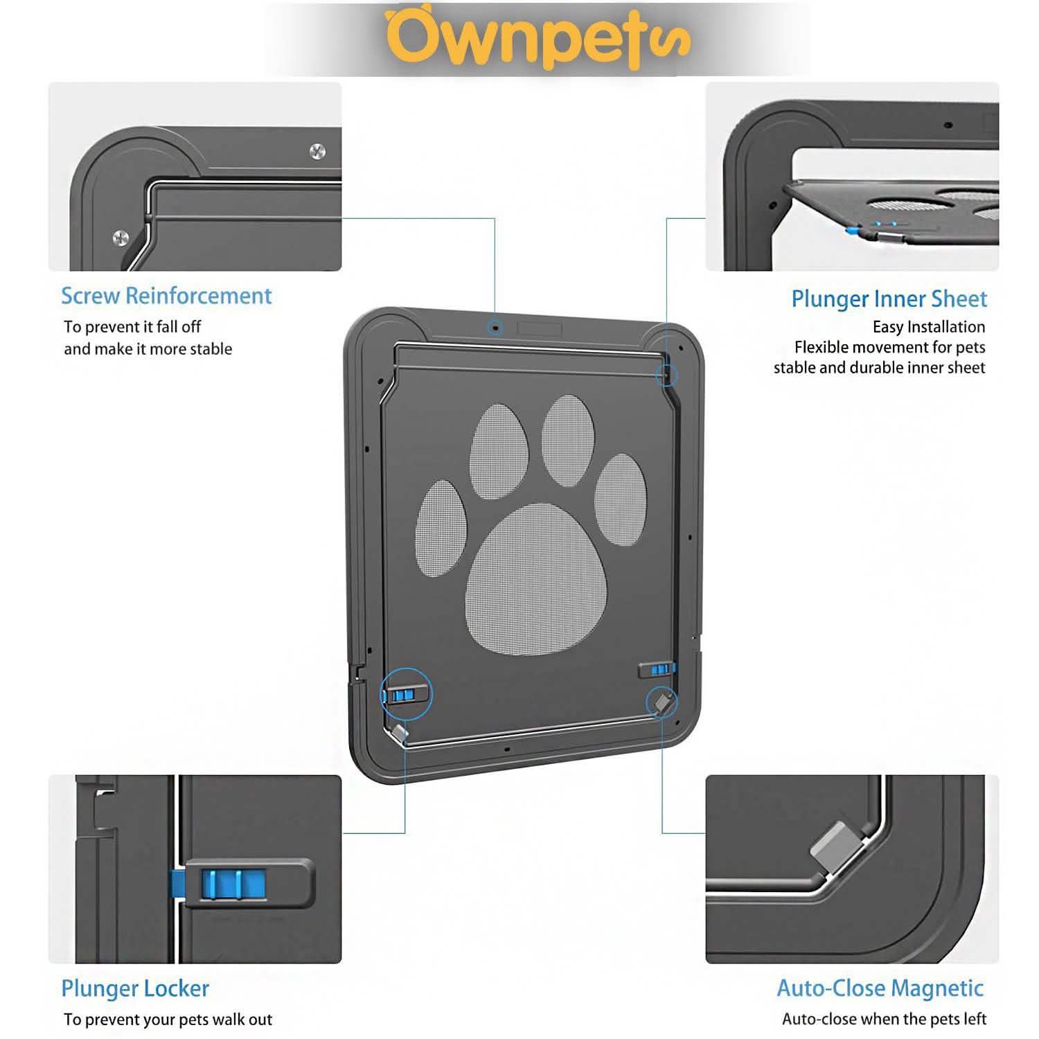 OWNPETS Pet Dog Magnetic Flap Screen Door Pet Supplies - DailySale