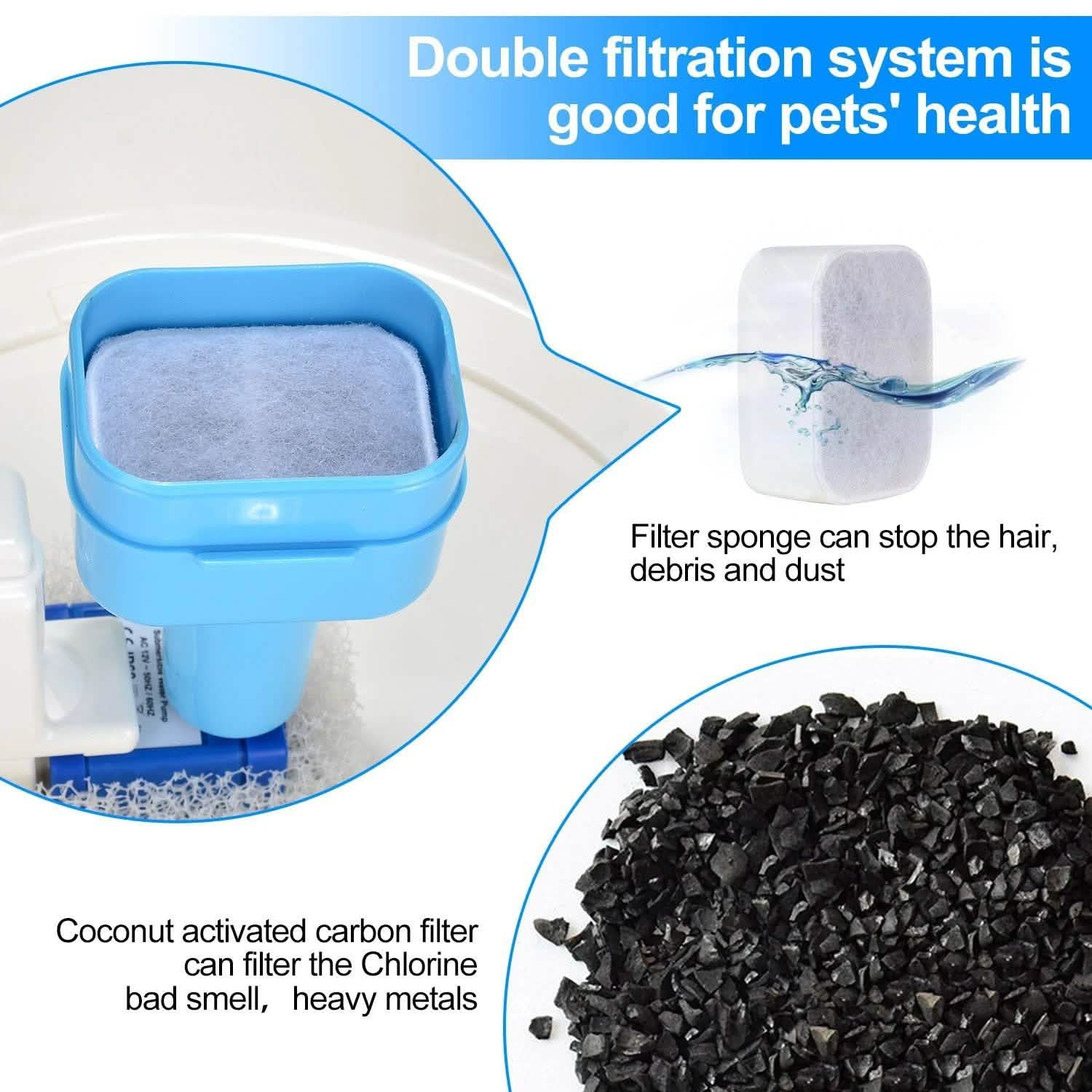 Ownpets® Pets Drinking Fountain Active Oxygen Cycle Two Drinking Area 3L Pet Supplies - DailySale