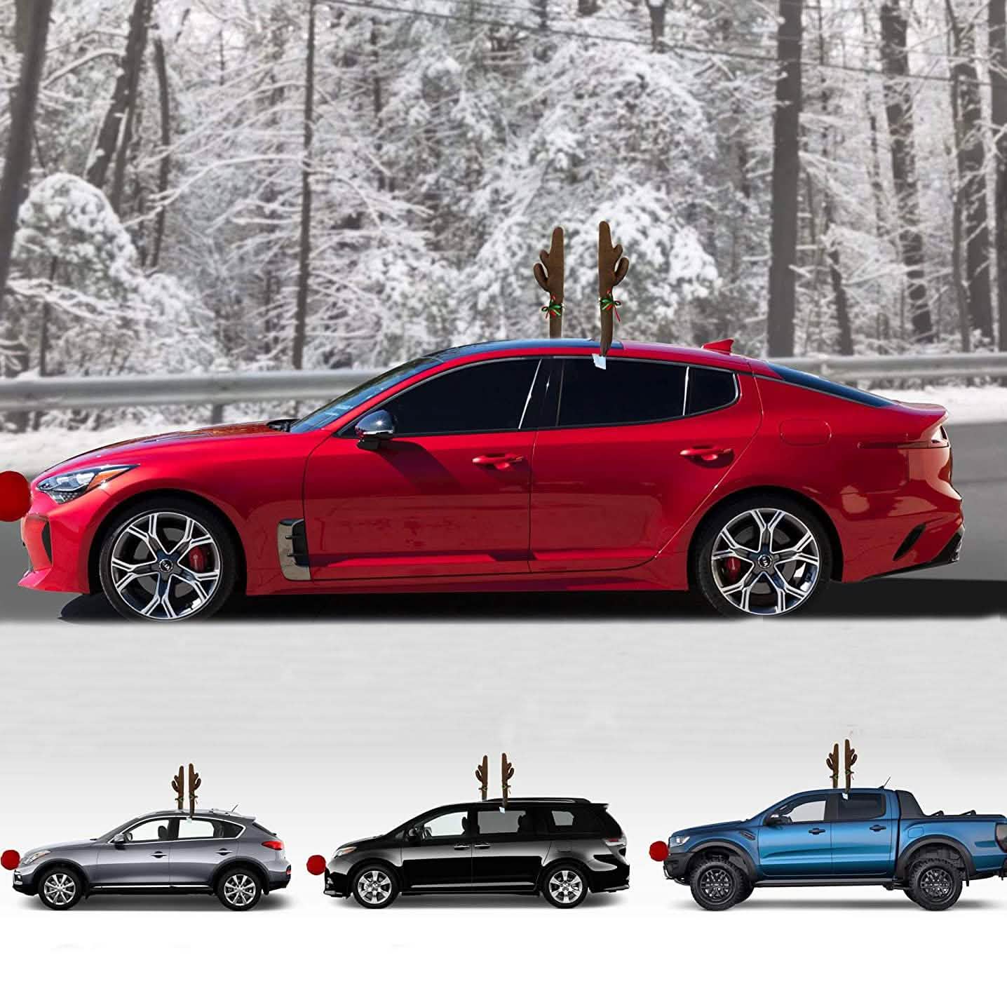 OxGord Car Reindeer Antlers & Nose Christmas Costume Automotive - DailySale