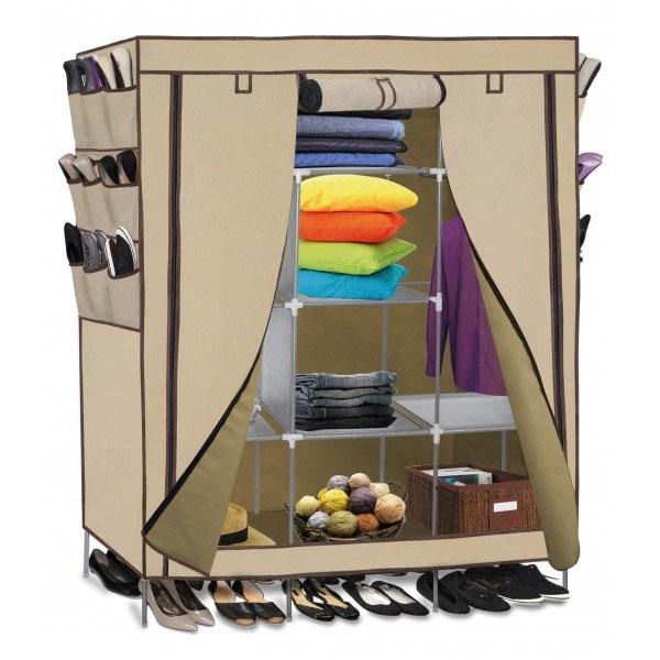 OxGord Portable Wardrobe Closet Organizer with Shoe Pockets - Assorted