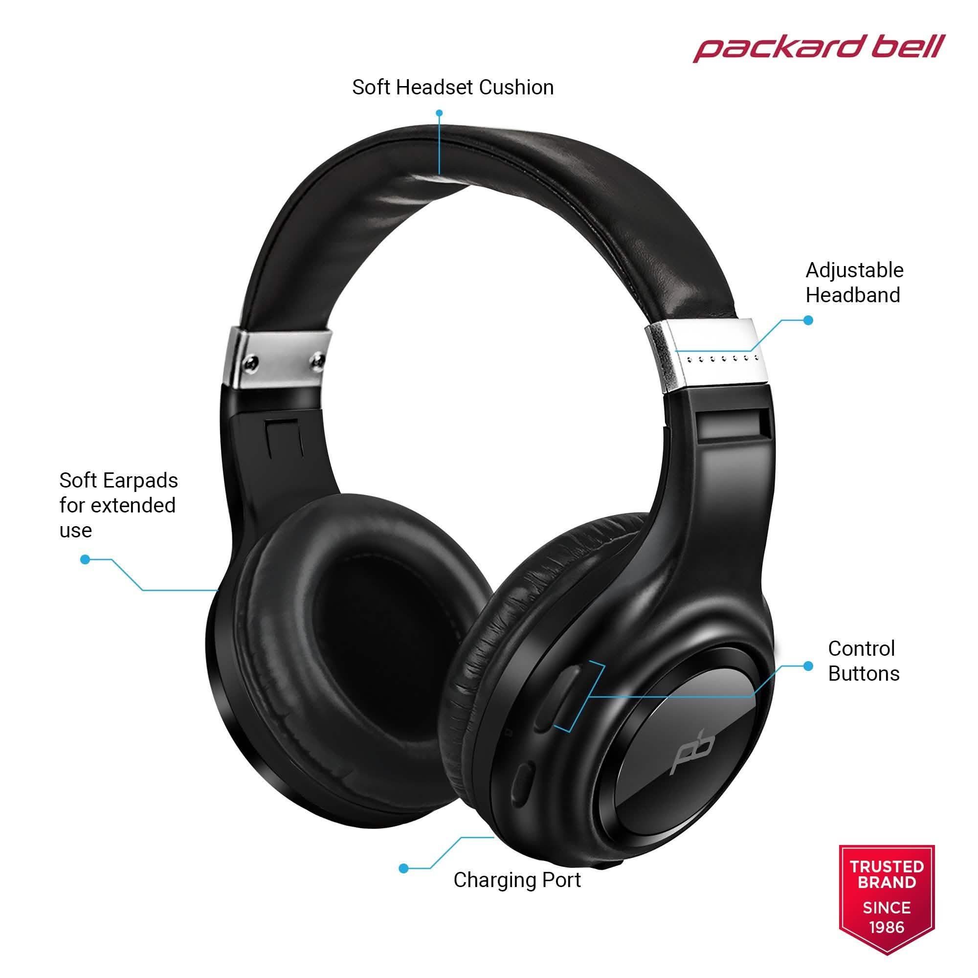 Packard Bell Dynamic Audio Wireless Headphones - Rechargeable HD Headset Headphones & Audio - DailySale
