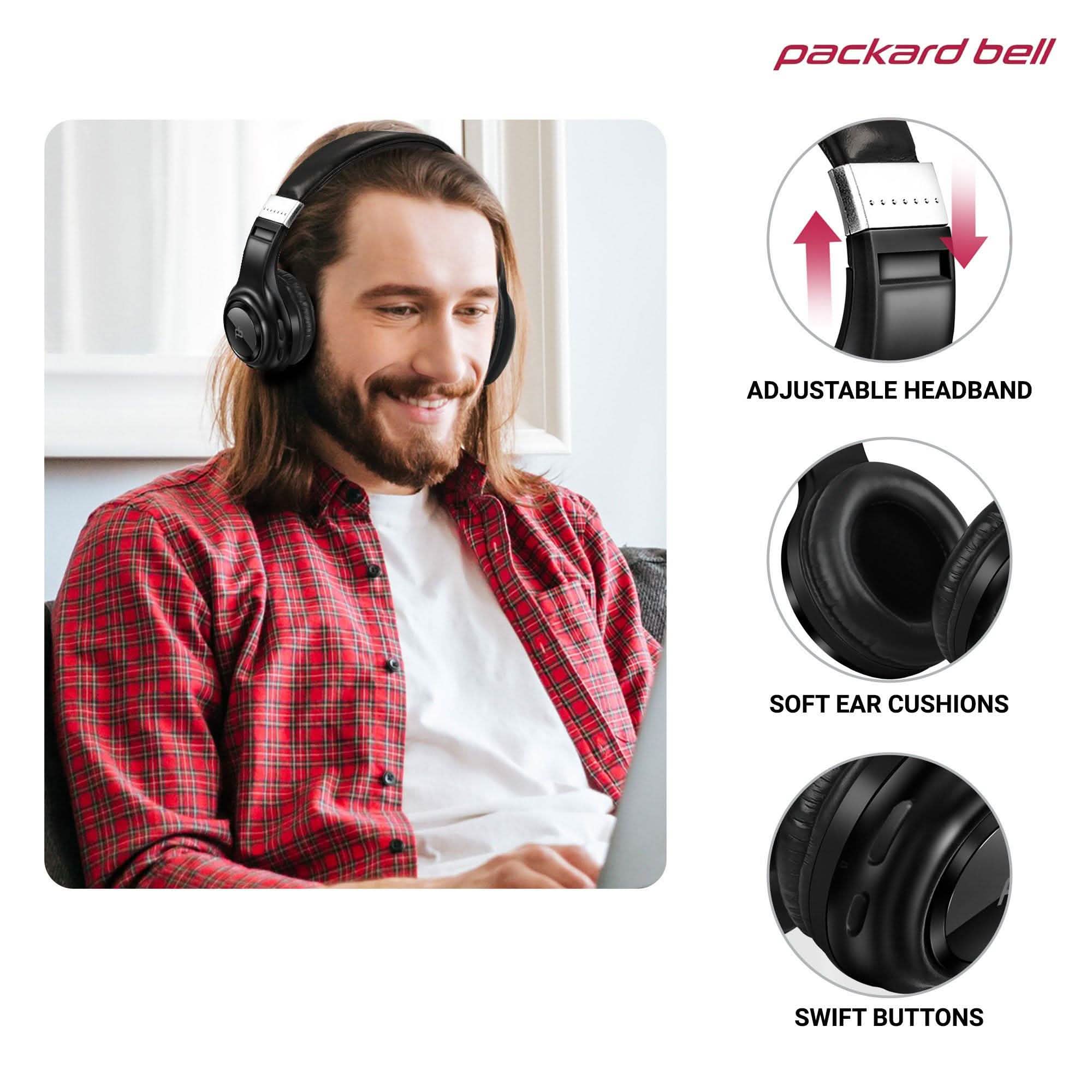 Packard Bell Dynamic Audio Wireless Headphones - Rechargeable HD Headset Headphones & Audio - DailySale