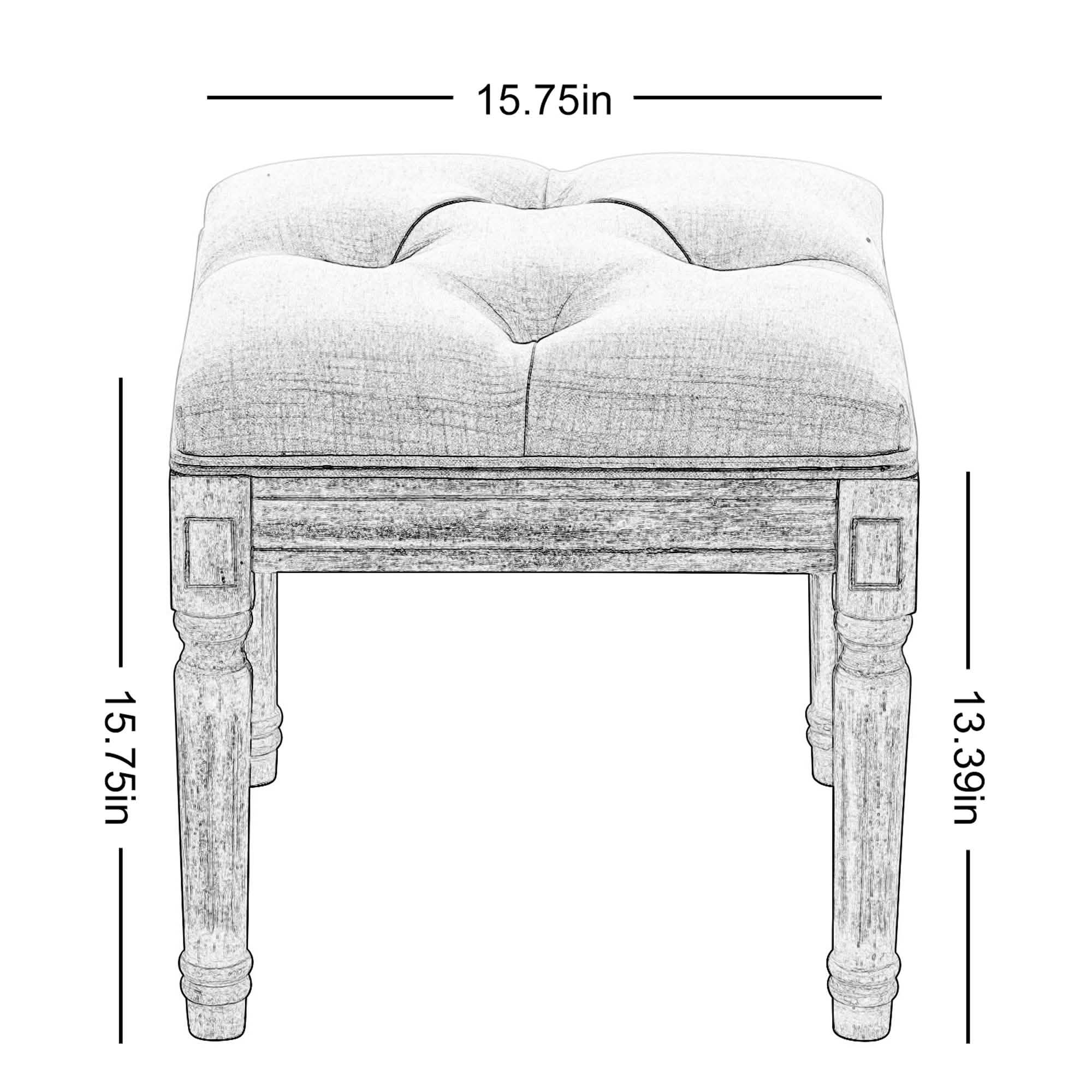 Padded Square Footstool with Rubberwood Legs Furniture & Decor - DailySale