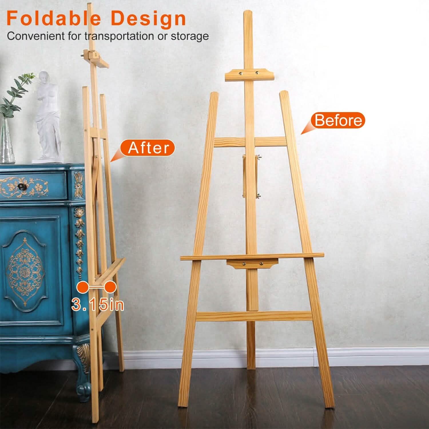 Painting Easel Stand Wooden Inclinable A Frame Tripod Arts & Crafts - DailySale