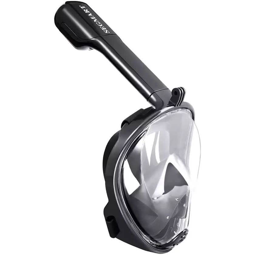 Panoramic Snorkeling Mask Full Face GoPro Compatible Snorkel Mask Scuba Mask Sports & Outdoors Black - DailySale