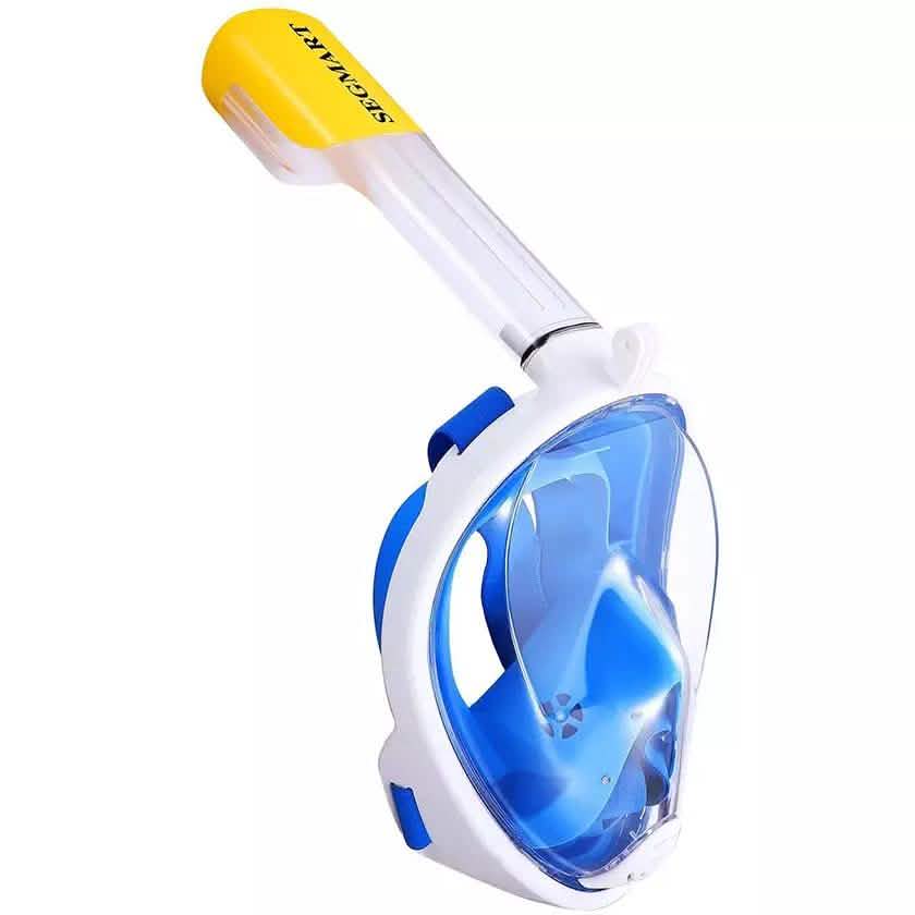 Panoramic Snorkeling Mask Full Face GoPro Compatible Snorkel Mask Scuba Mask Sports & Outdoors Blue - DailySale