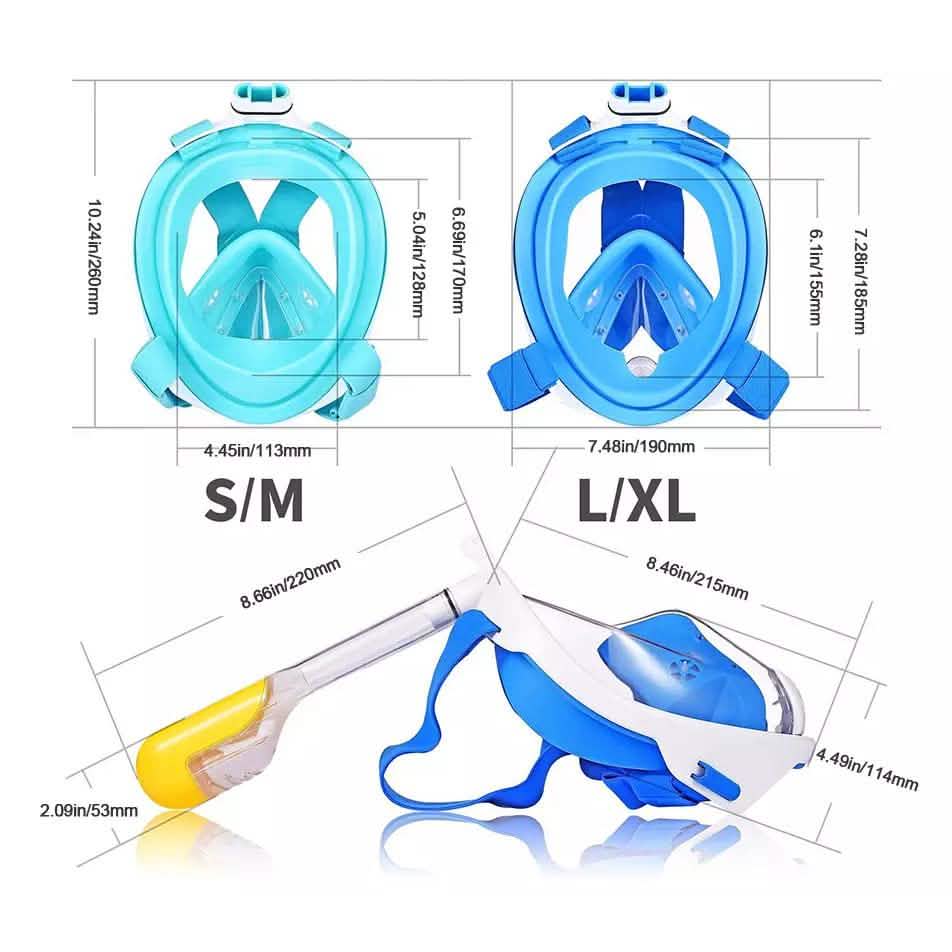 Panoramic Snorkeling Mask Full Face GoPro Compatible Snorkel Mask Scuba Mask Sports & Outdoors - DailySale