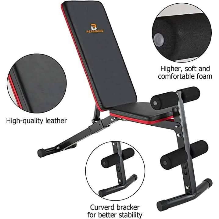 PAPABABE Workout Bench with Upgraded Wider Backrest for Bench Press Full Body Workout Fitness - DailySale