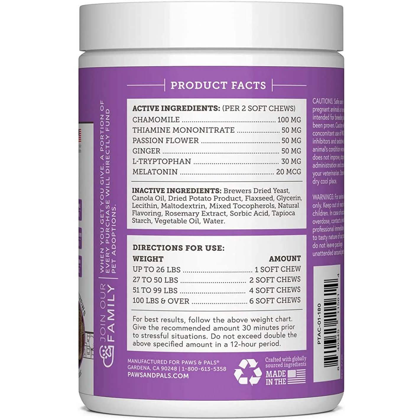 Paws & Pals Dog Calming Treats - Pet Anti Anxiety Supplement Pet Supplies - DailySale