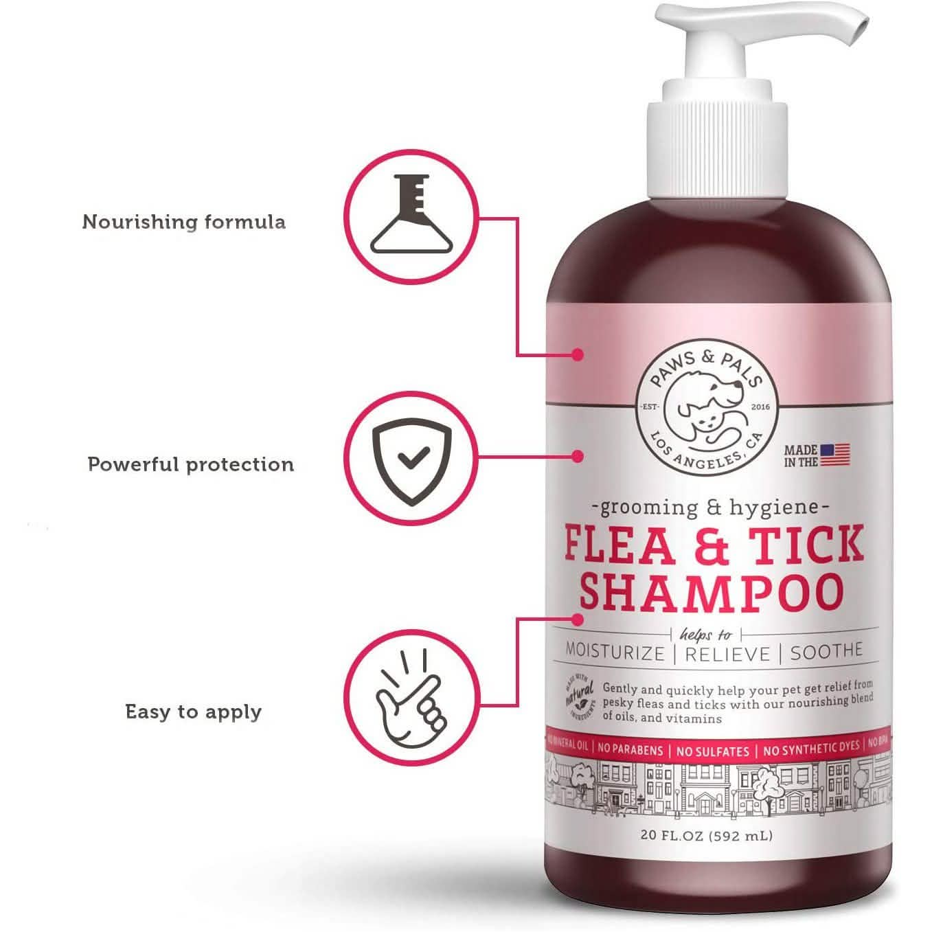 Paws & Pals Flea and Tick Shampoo for Dogs & Cats Pet Supplies - DailySale