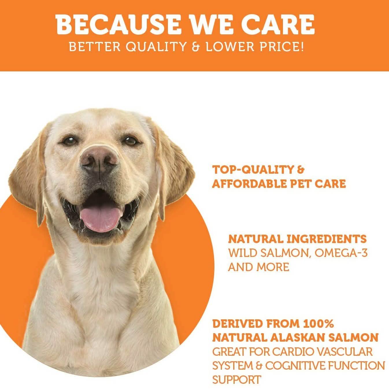 Paws & Pals Wild Alaskan Salmon Fish Oil Omega 3 and 6 for Dogs and Cats Pet Supplies - DailySale