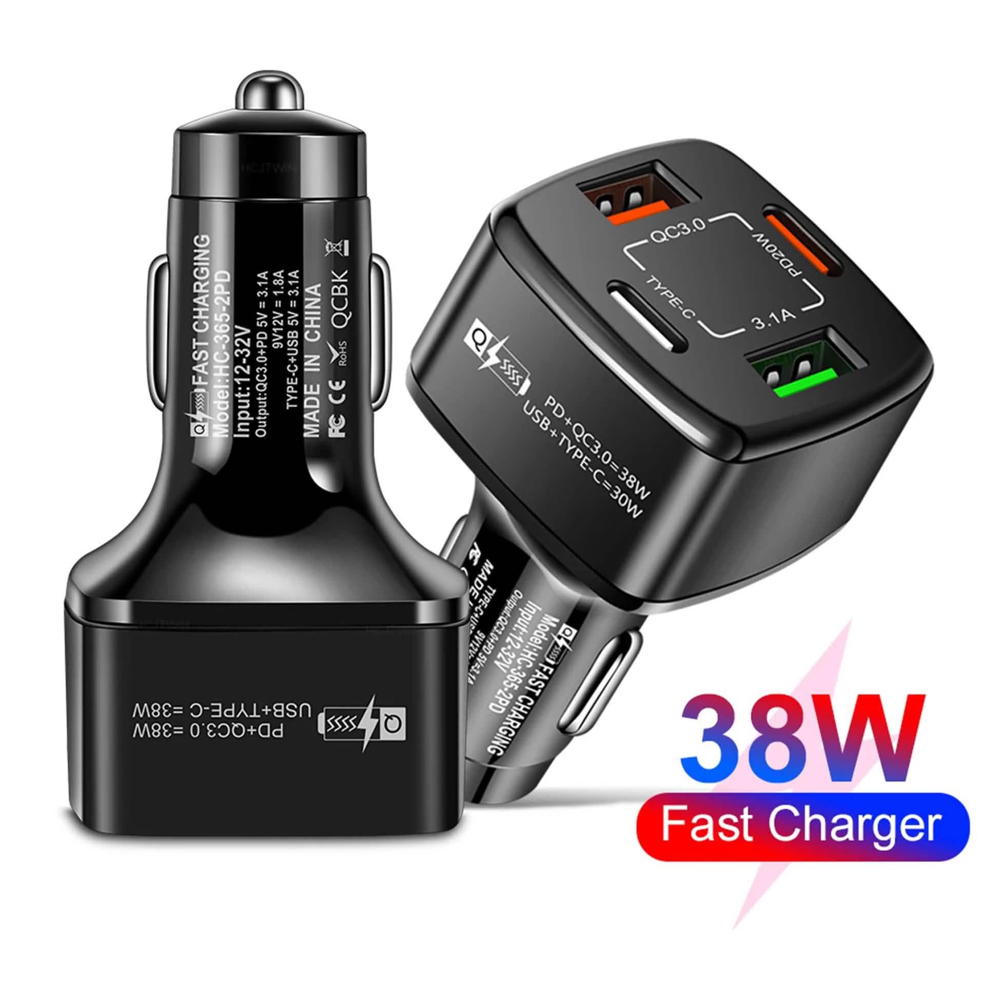 PBG 4 Port Car Charger 2 PD Ports and 2 USB Ports Automotive - DailySale