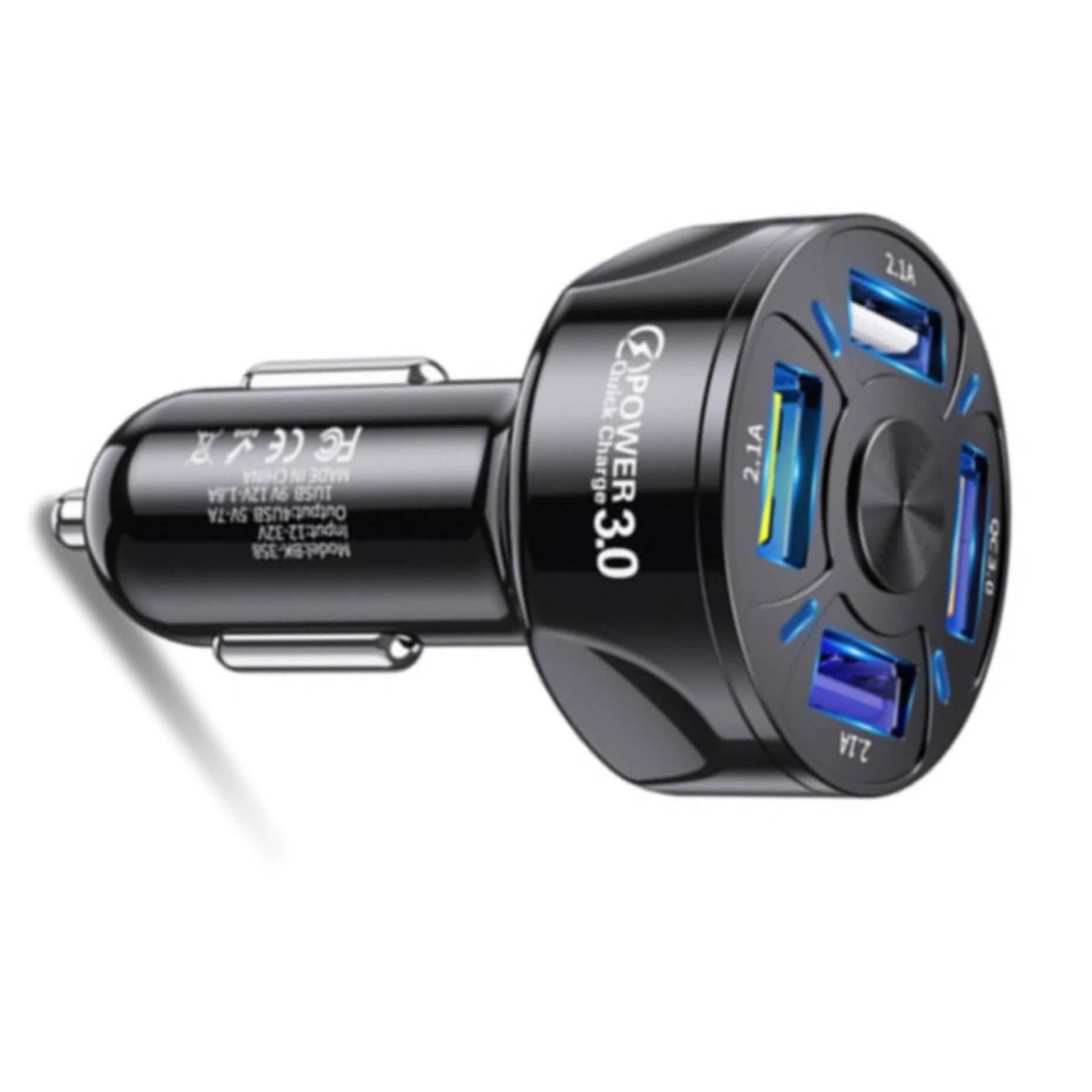 PBG 4 Port LED Car Charger and 6Ft. Lightning Cable Combo Automotive - DailySale