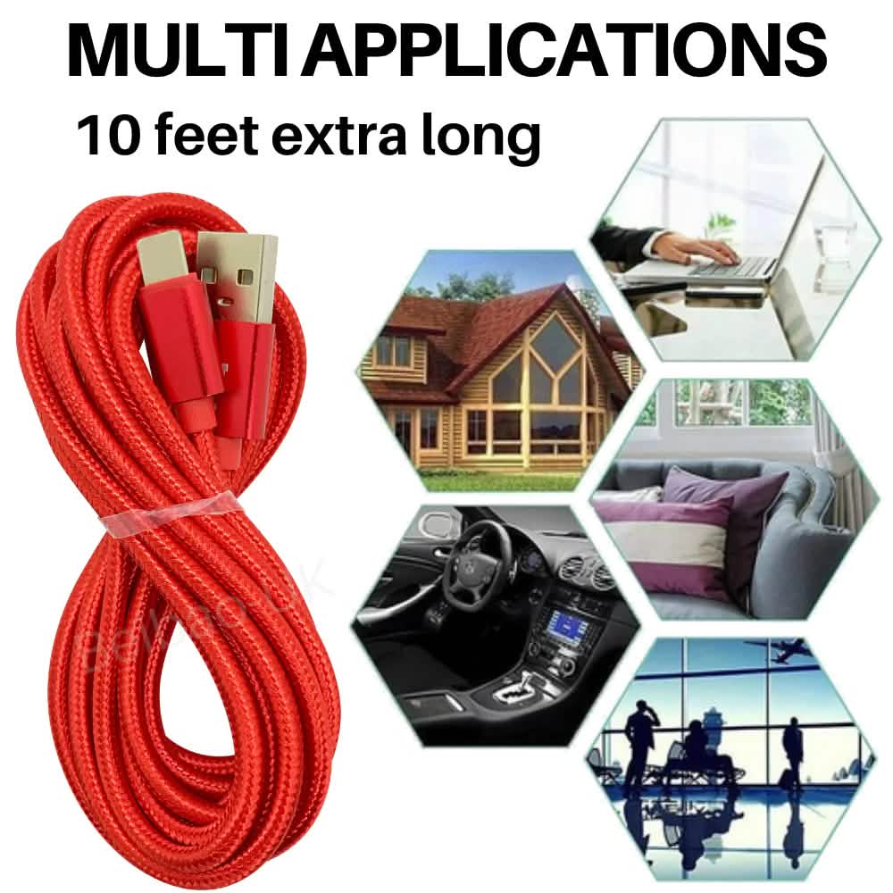 PBG 4 Port PD/USB Car Charger and 10Ft. Zebra Style Lightning Cable Bundle Automotive - DailySale