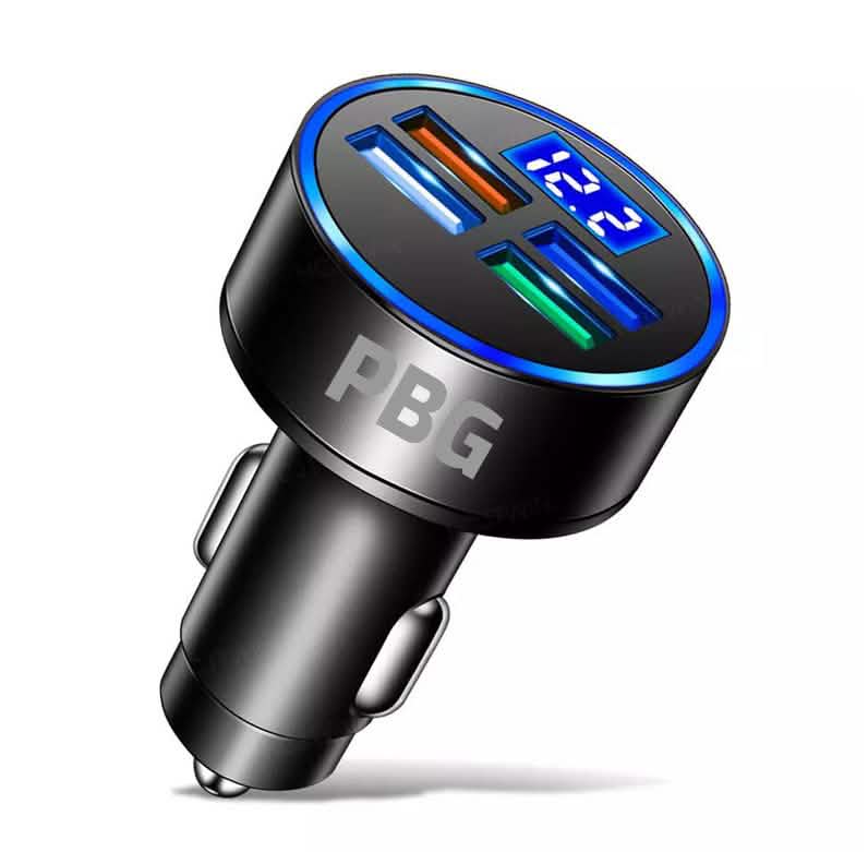PBG LED 4-Port Car Charger With LED Voltage Display Automotive - DailySale