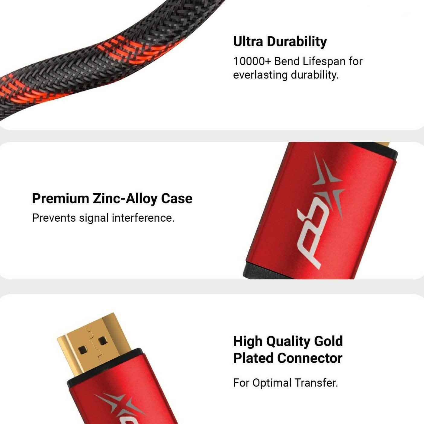 PBX 4K HDMI 2.0 Cable High Speed 18Gbps Braided Cord TV & Video - DailySale