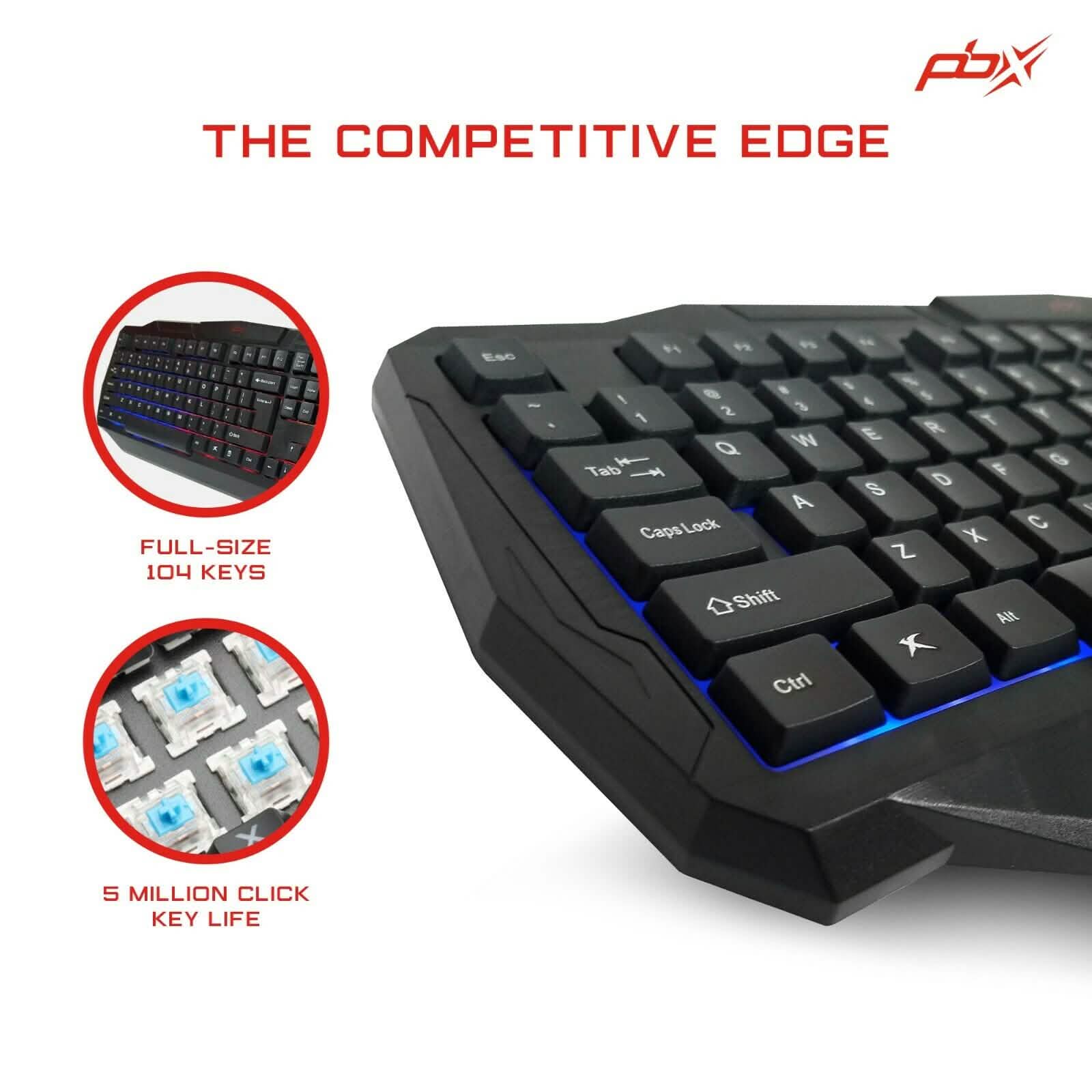 PBX Backlit Pro Gaming Keyboard - Full-Sized & Ergonomic with LED RGB Backlight Computer Accessories - DailySale
