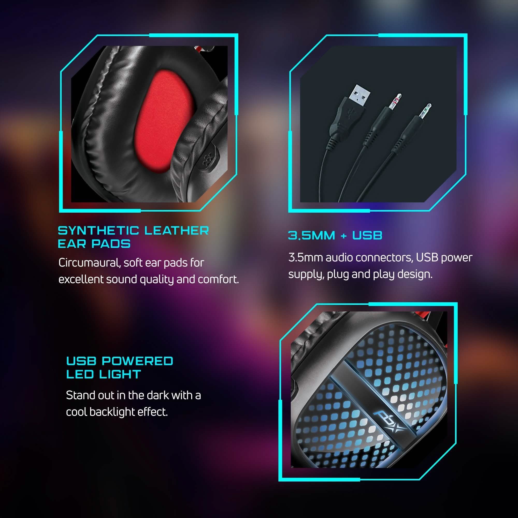 PBX Pulse 7 Elite Comfort Gaming Headset | Over-Ear LED Headphones with Mic Headphones & Audio - DailySale