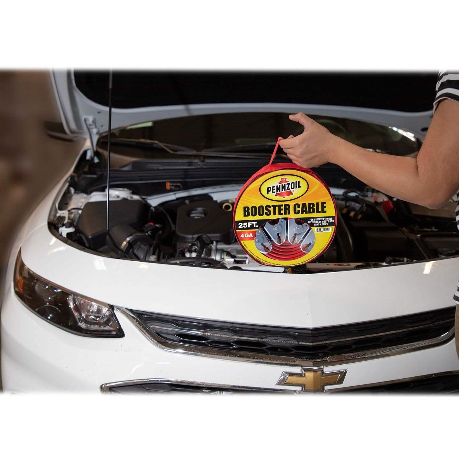 Pennzoil Jumper Cable 4 Gauge 25 Feet Heavy Duty Battery Booster with Travel Bag Automotive - DailySale
