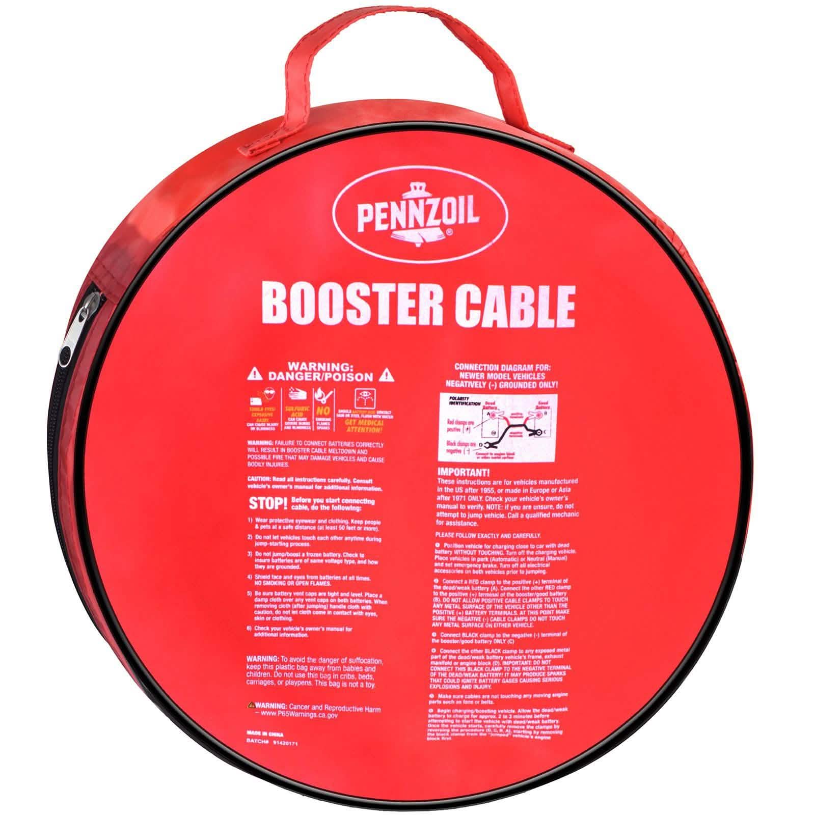 Pennzoil Jumper Cable 4 Gauge 25 Feet Heavy Duty Battery Booster with Travel Bag Automotive - DailySale