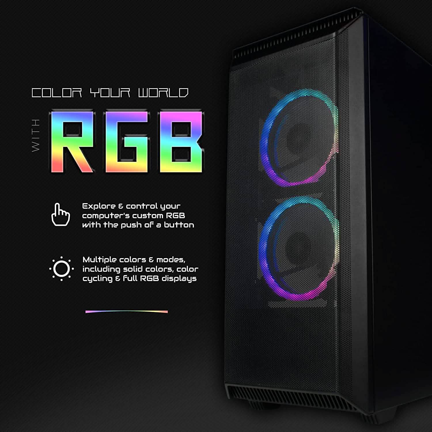 Periphio Centaur Prebuilt RGB Gaming Computer 16GB DDR4 RAM 500GB NVMe M.2 SSD + 1TB HDD Desktops - DailySale