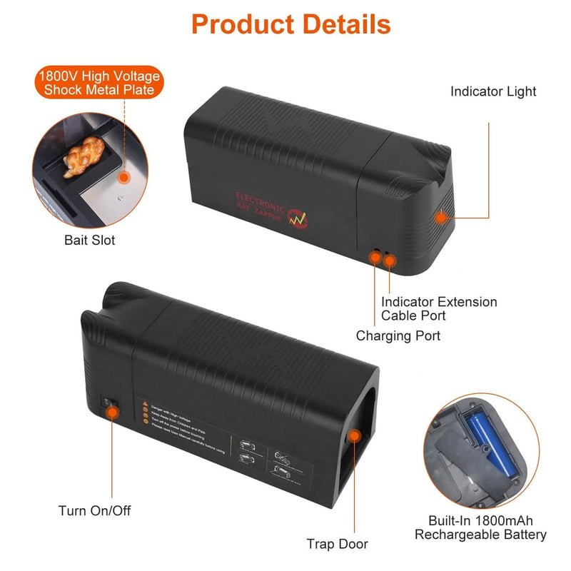 Pest Control Rechargeable Shock Mice Killer with 1800V High Voltage Pest Control - DailySale