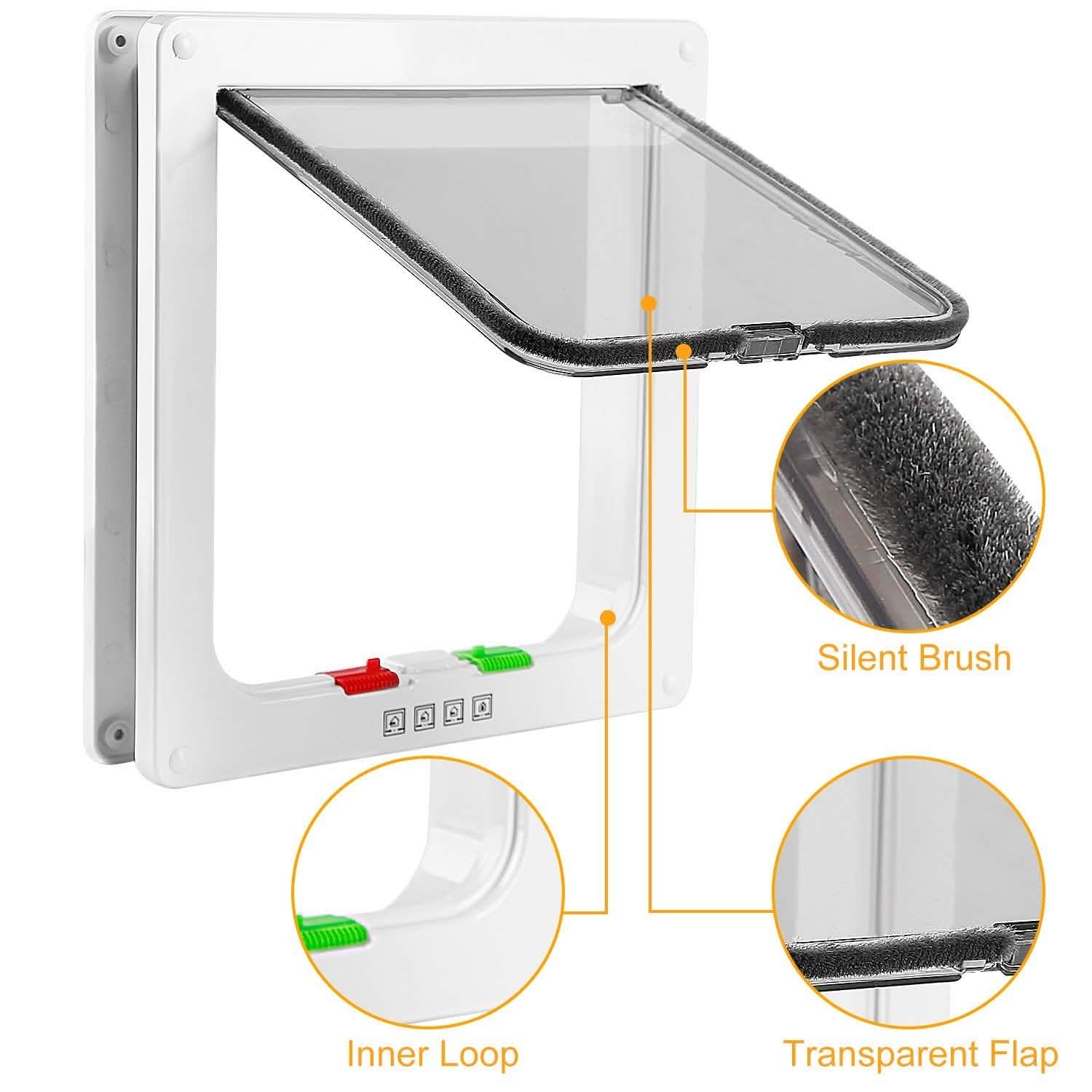 Pet 4 Way Locking Quiet Flap Door Pet Supplies - DailySale