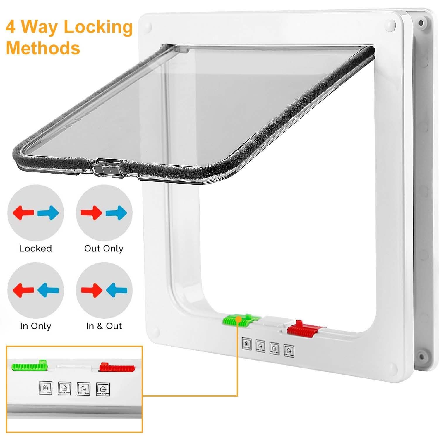 Pet 4 Way Locking Quiet Flap Door Pet Supplies - DailySale