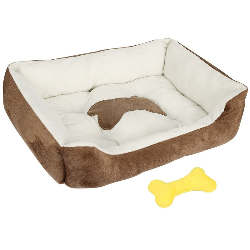 Pet Dog Bed Soft Warm Fleece Pet Supplies S Brown - DailySale