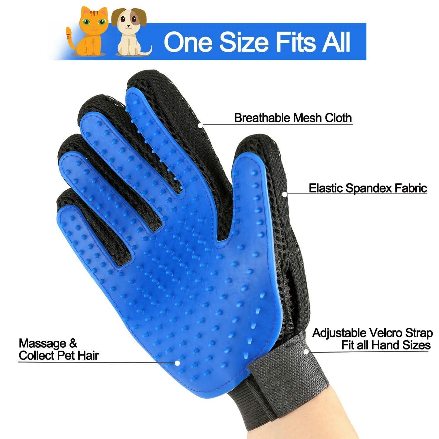 Pet Hair Brush Dog Cat Comb Gloves Grooming Remover Mitt Fur Massage DeShedding Pet Supplies - DailySale