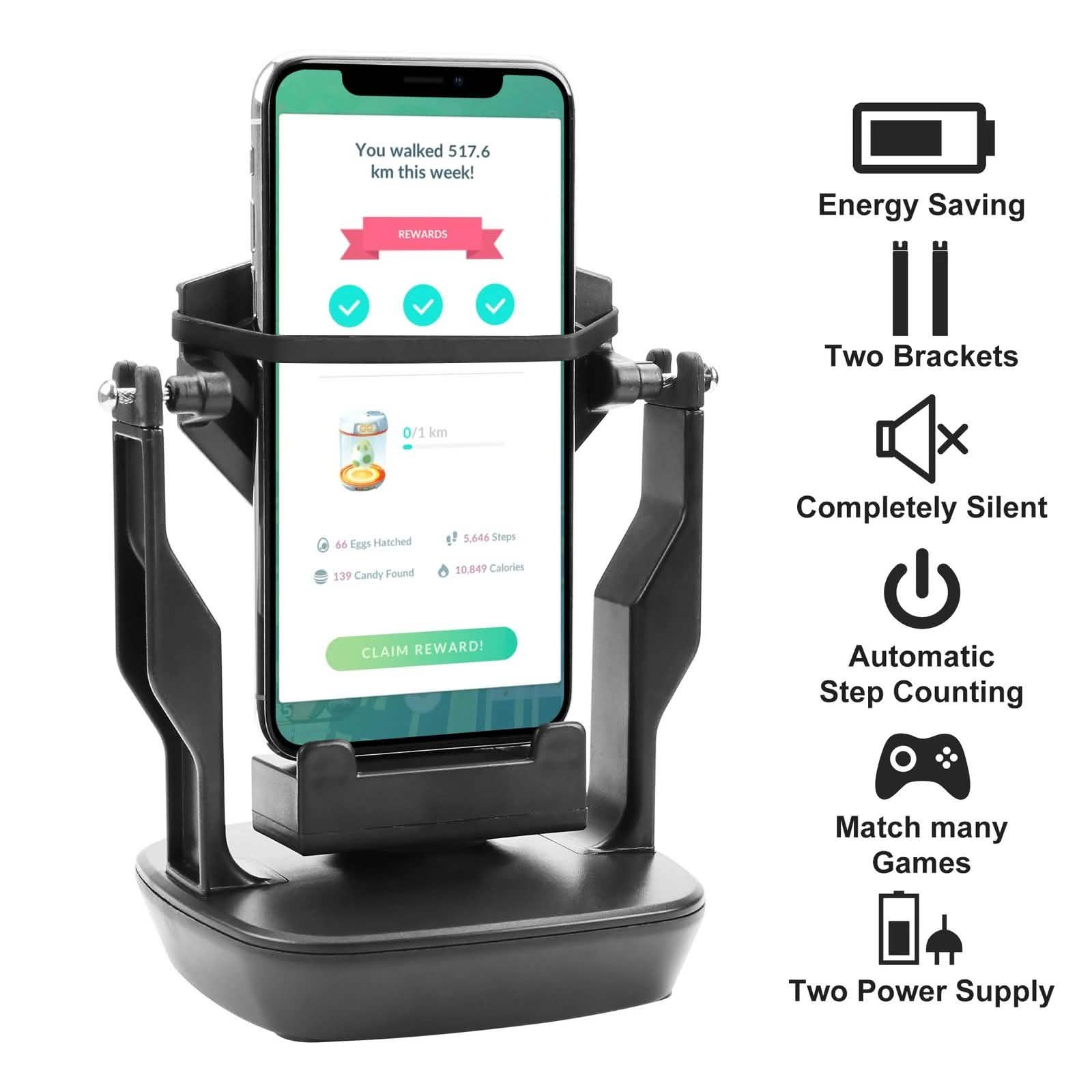Phone Shaker Wiggle Holder for Pokemon Go Automatic Step Earning Swing Device Mobile Accessories - DailySale
