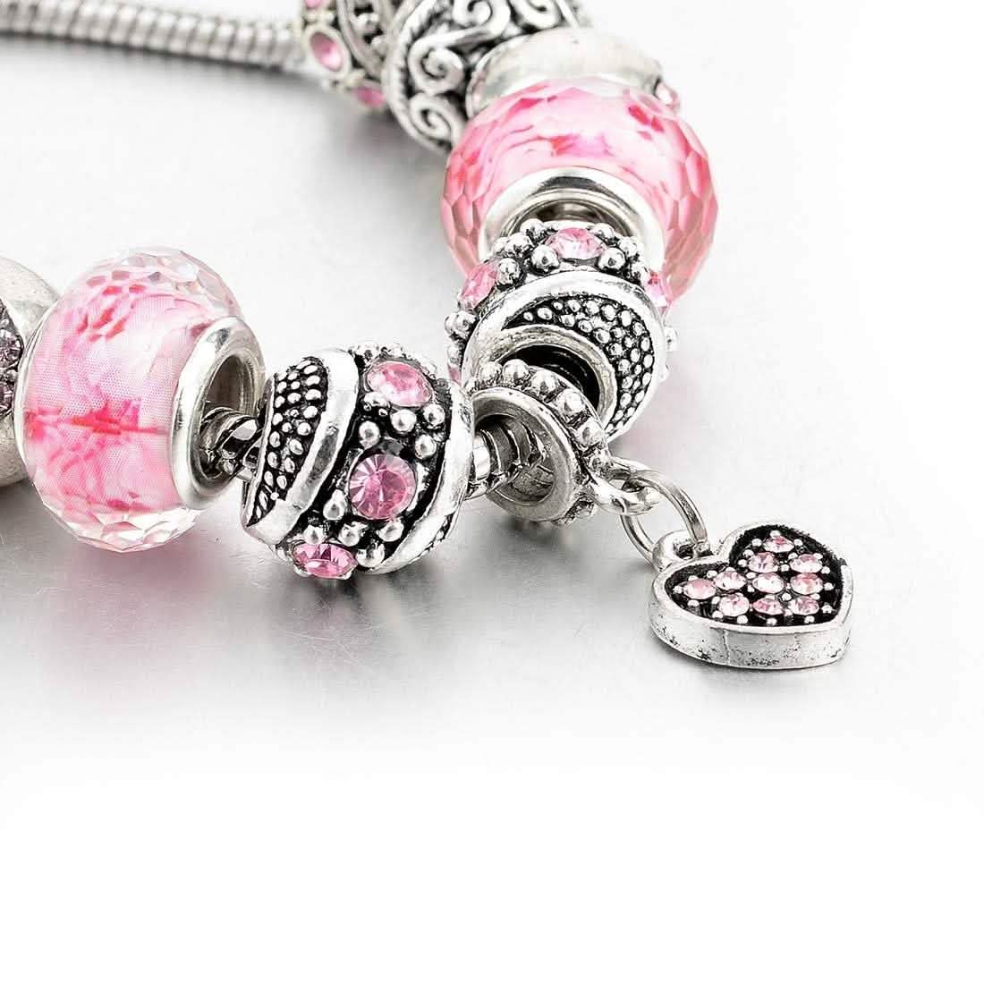 Pink Swarovski Elements Crystal And Heart Charm Jewelry - DailySale