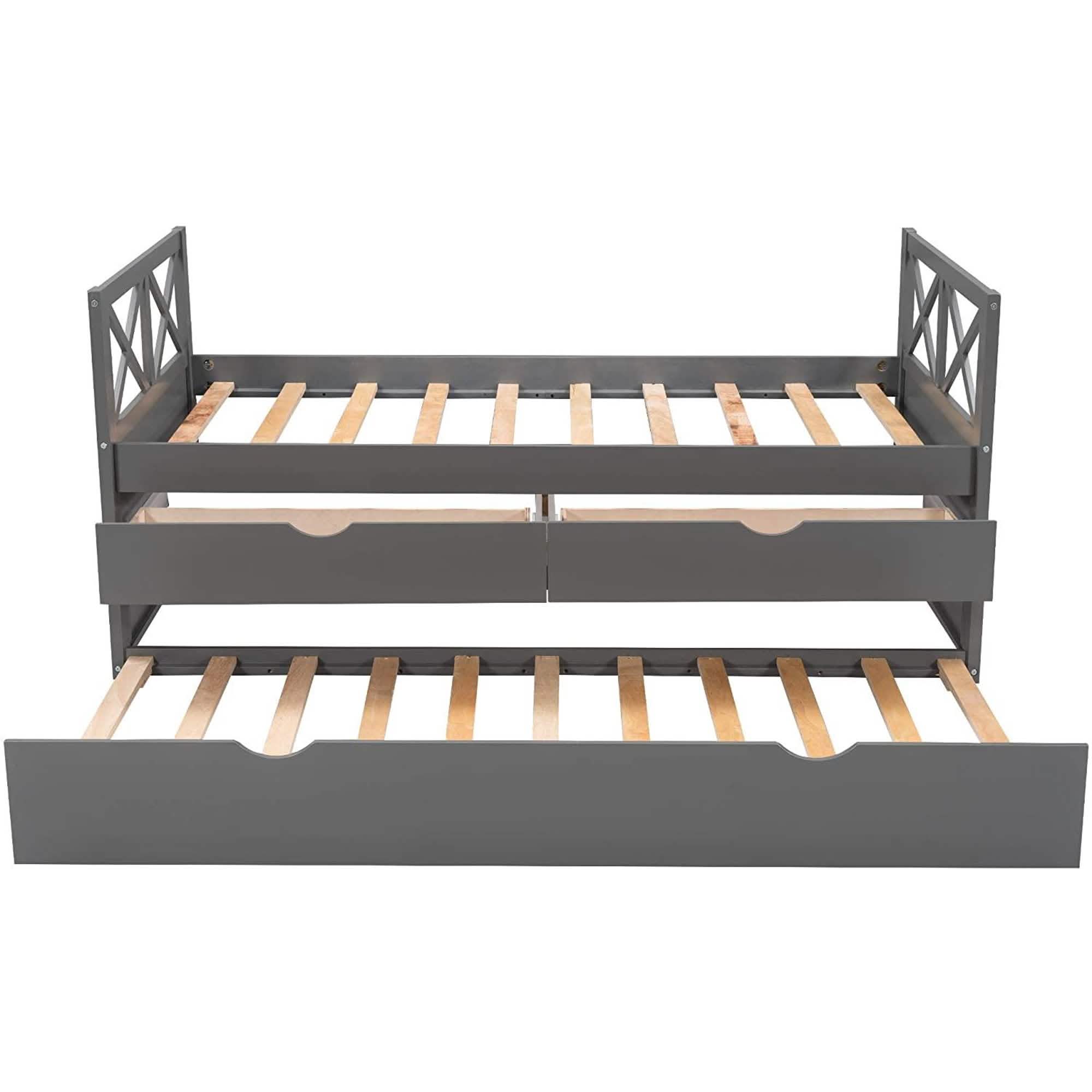 Platform Storage Bed with Trundle Furniture & Decor Gray - DailySale