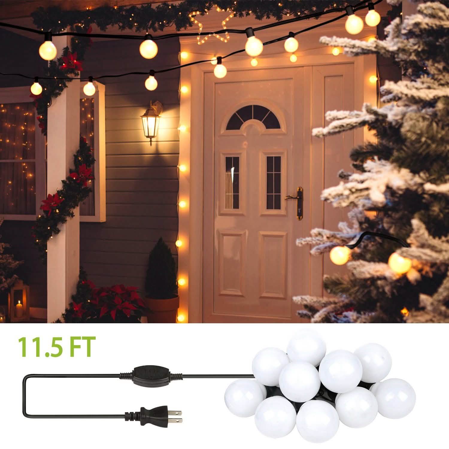 Plug-in Globe String Light Warm White Fairy Light Bulbs Outdoor Lighting - DailySale