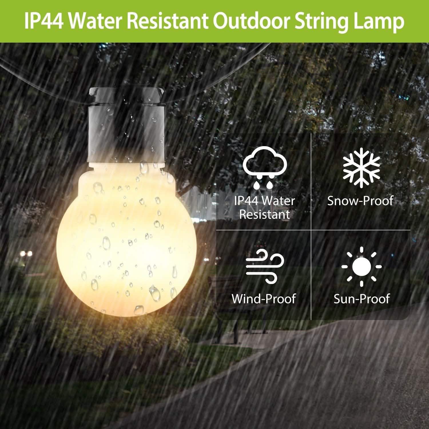 Plug-in Globe String Light Warm White Fairy Light Bulbs Outdoor Lighting - DailySale