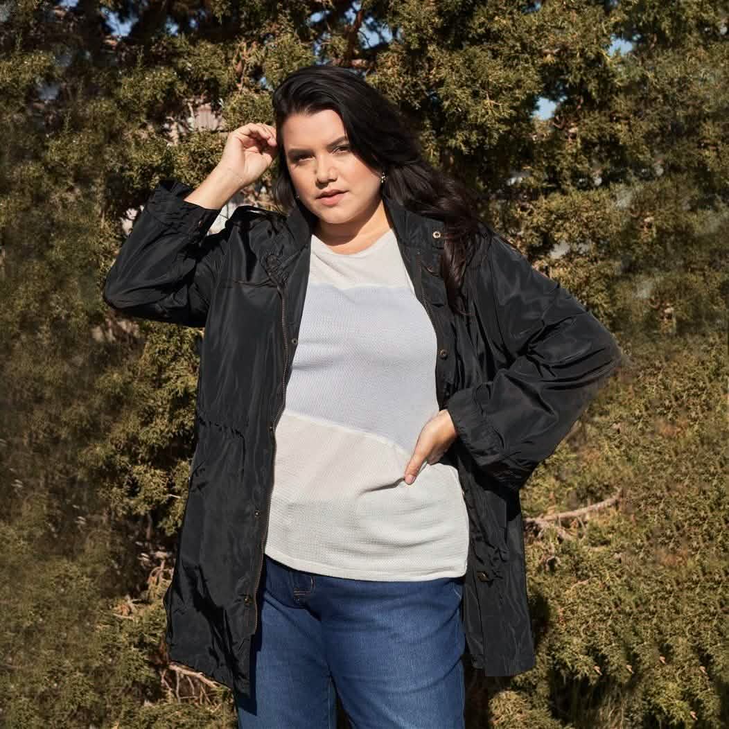 Plus Size Glossy Drawstring Hem Button-Down Coach Jacket Women's Outerwear - DailySale