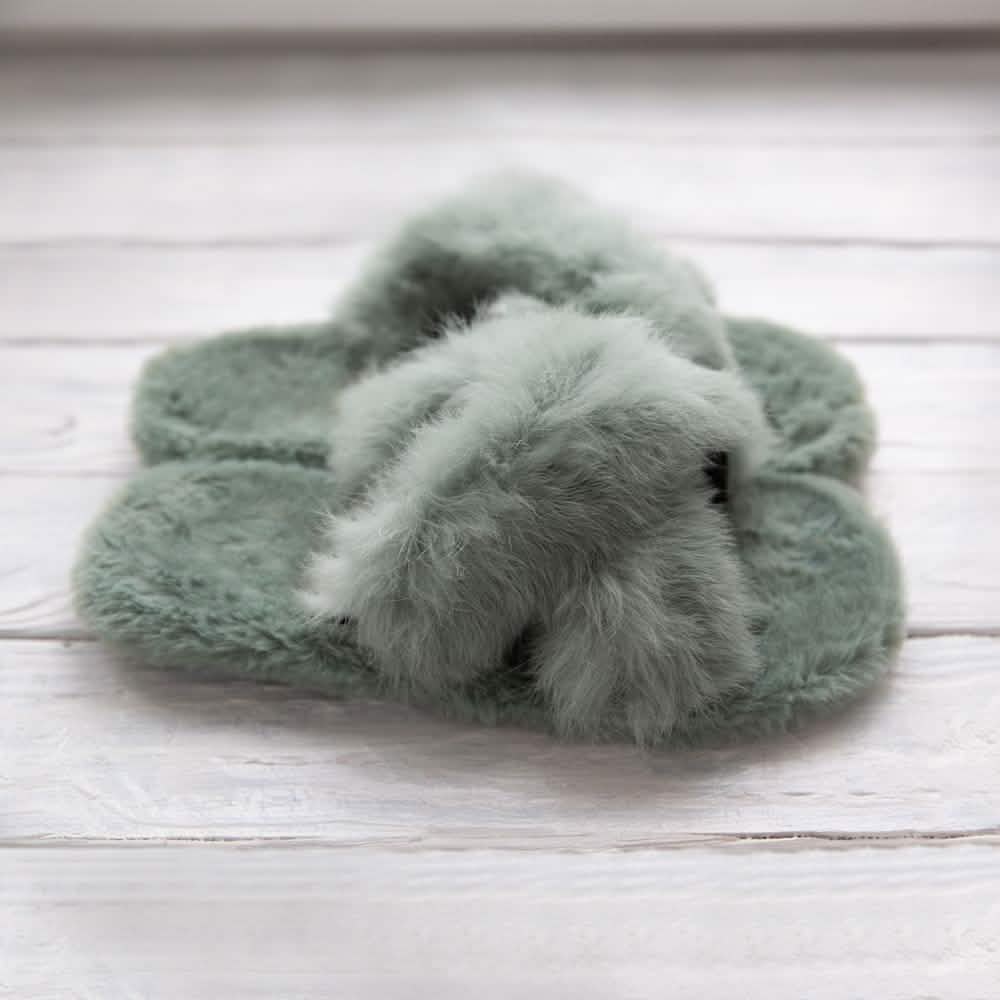 Plush Cross Band Slippers Women's Apparel - DailySale
