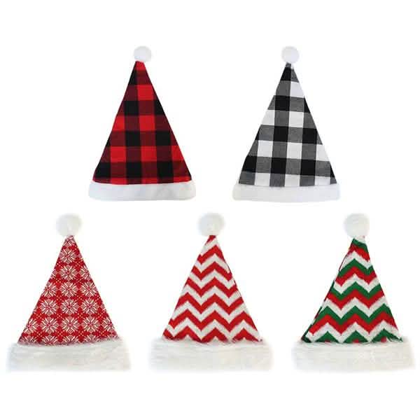 Plush Knitted Christmas Hat Holiday Decor & Apparel Red Snowflakes - DailySale