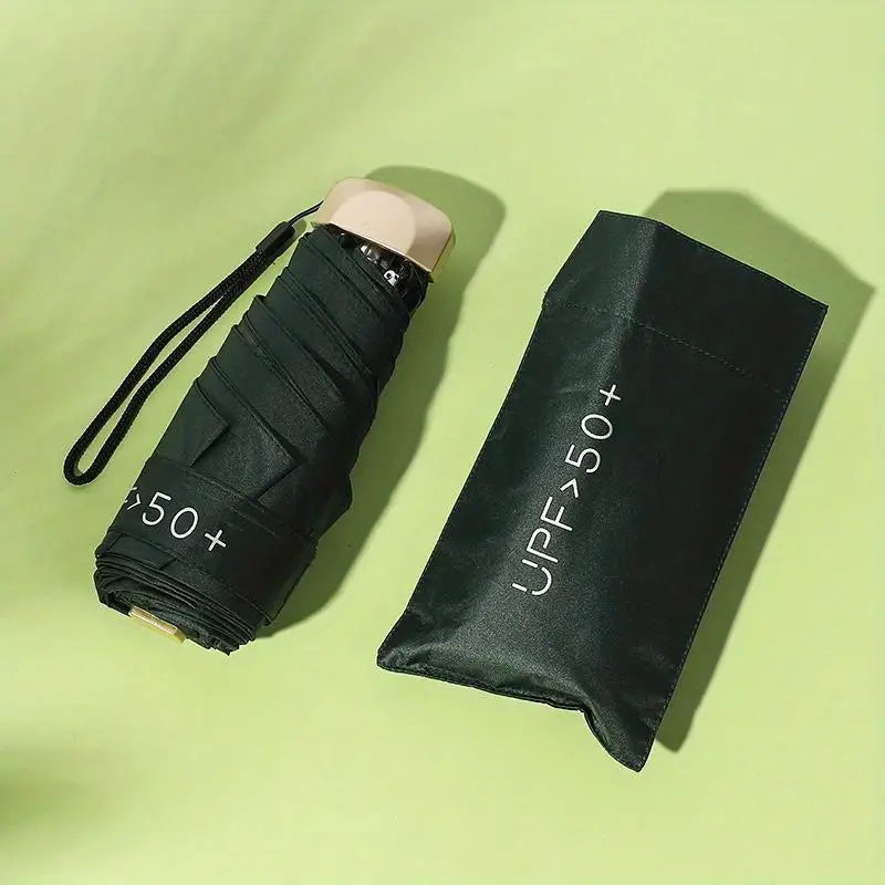 Pocket Windproof UV50 Anti-sunburn Rain Umbrella Sports & Outdoors Dark Green - DailySale