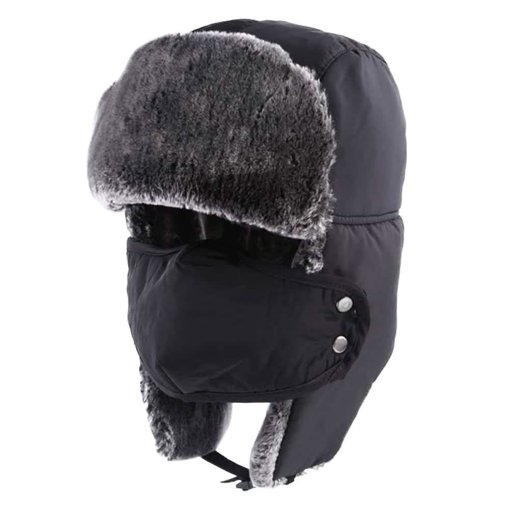 Polar Fleece Hat with Removable Face Mask Women's Accessories Black - DailySale