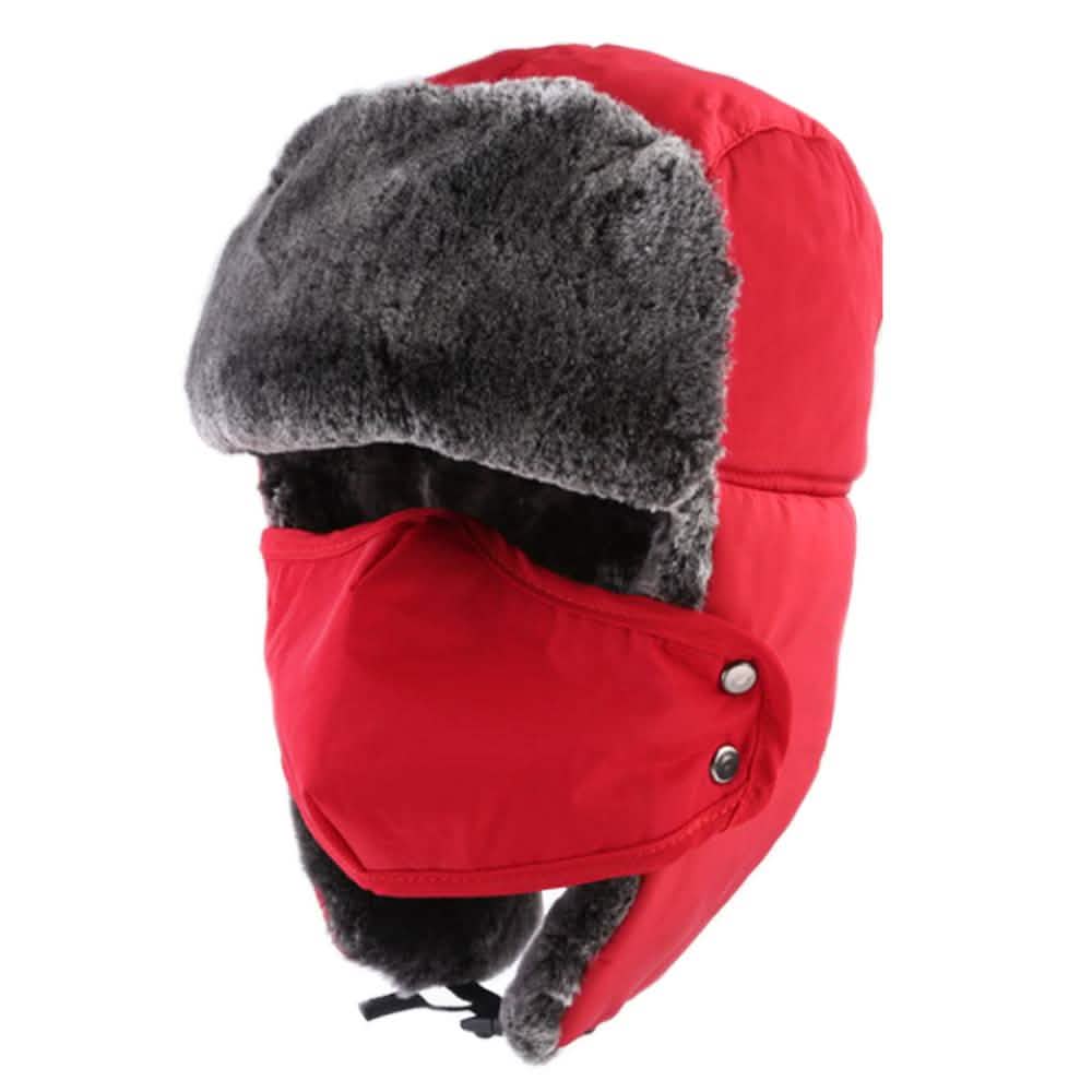 Polar Fleece Hat with Removable Face Mask Women's Accessories Red - DailySale