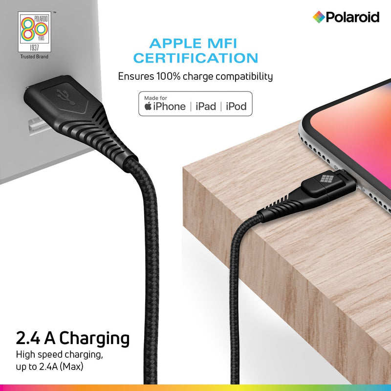 Polaroid Apple MFi Certified 5 Ft. Lightning Cable Mobile Accessories - DailySale