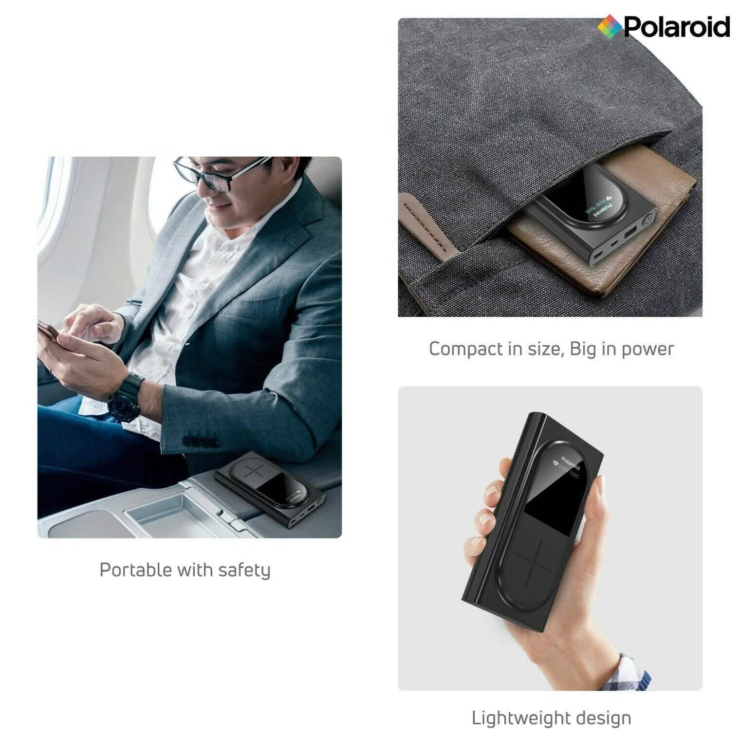 Polaroid Portable Wireless Power Bank - 10000mAh, USB Charging, Digital Display Mobile Accessories - DailySale