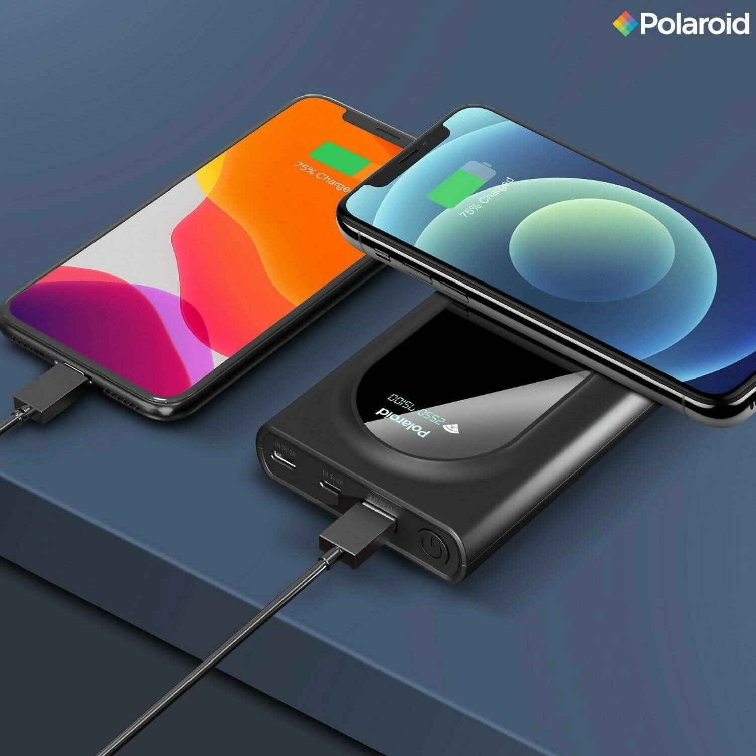 Polaroid Portable Wireless Power Bank - 10000mAh, USB Charging, Digital Display Mobile Accessories - DailySale